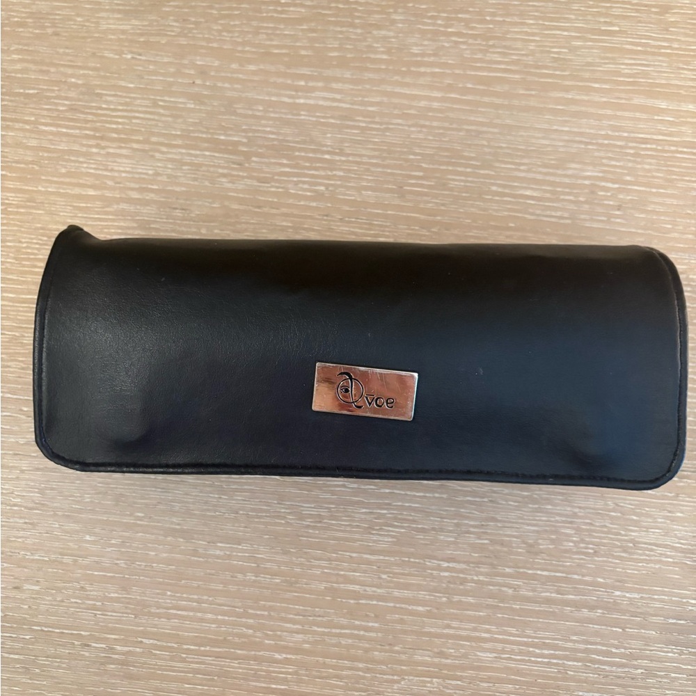 Dvoe Black Leather makeup brush roll up